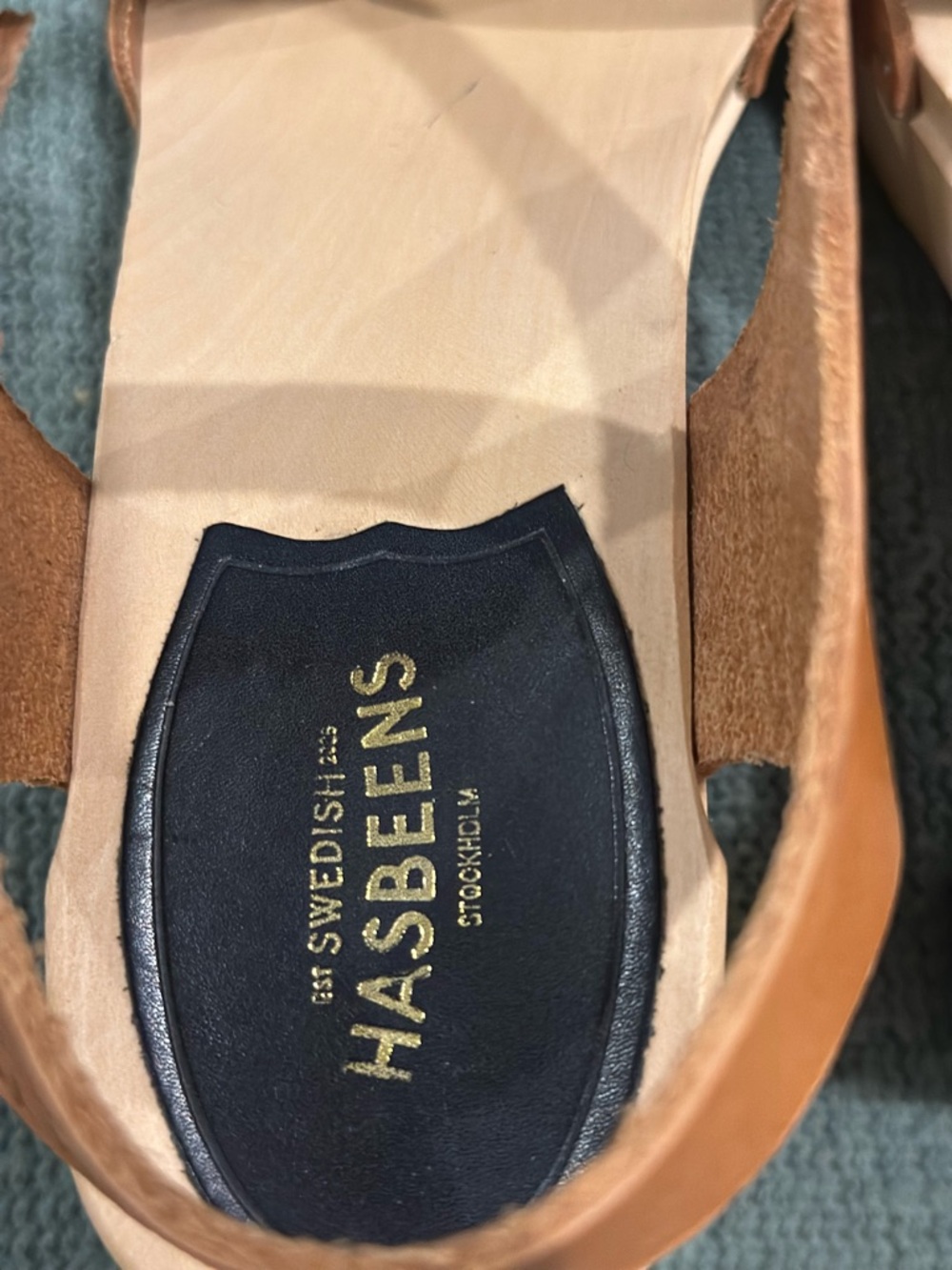 Swedish Hasbeens Tan Woven Leather Platform Sandals - Picture 5 of 8